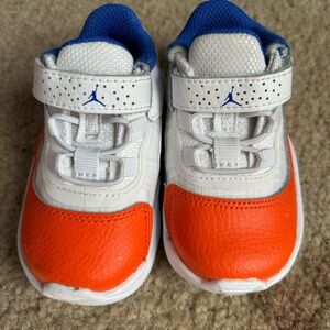 Jordan Kids White and Orange Sneakers